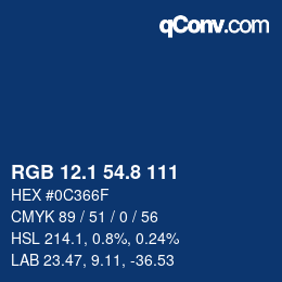 Código de color: RGB 12.1 54.8 111 | qconv.com