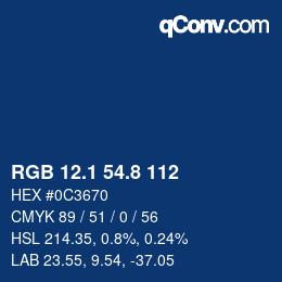Color code: RGB 12.1 54.8 112 | qconv.com