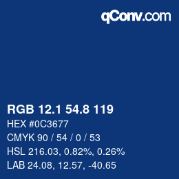 カラーコード: RGB 12.1 54.8 119 | qconv.com