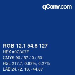Farbcode: RGB 12.1 54.8 127 | qconv.com