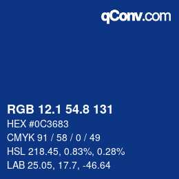 Color code: RGB 12.1 54.8 131 | qconv.com