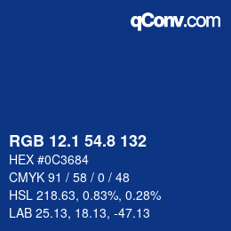 カラーコード: RGB 12.1 54.8 132 | qconv.com