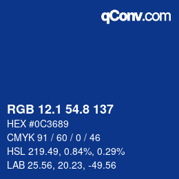 Color code: RGB 12.1 54.8 137 | qconv.com