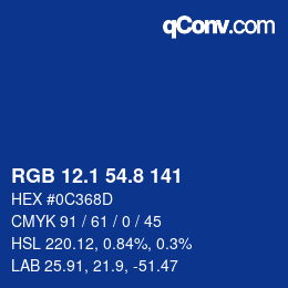 Color code: RGB 12.1 54.8 141 | qconv.com