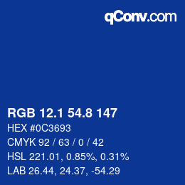 Color code: RGB 12.1 54.8 147 | qconv.com