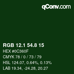 Farbcode: RGB 12.1 54.8 15 | qconv.com