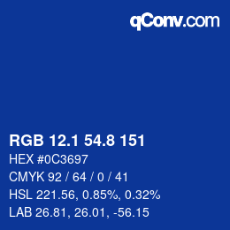 Color code: RGB 12.1 54.8 151 | qconv.com