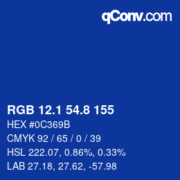 Color code: RGB 12.1 54.8 155 | qconv.com
