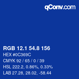 Color code: RGB 12.1 54.8 156 | qconv.com
