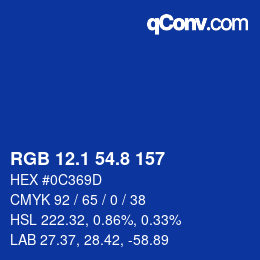 Color code: RGB 12.1 54.8 157 | qconv.com