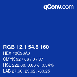Color code: RGB 12.1 54.8 160 | qconv.com