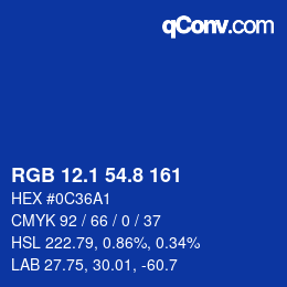 カラーコード: RGB 12.1 54.8 161 | qconv.com