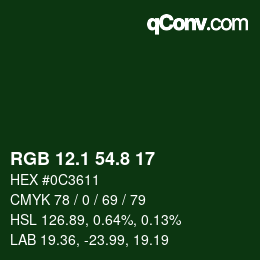 カラーコード: RGB 12.1 54.8 17 | qconv.com