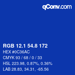 カラーコード: RGB 12.1 54.8 172 | qconv.com