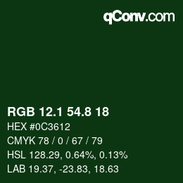 カラーコード: RGB 12.1 54.8 18 | qconv.com