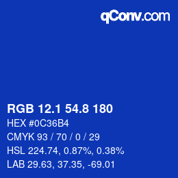 カラーコード: RGB 12.1 54.8 180 | qconv.com