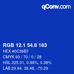 カラーコード: RGB 12.1 54.8 183 | qconv.com