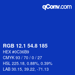 カラーコード: RGB 12.1 54.8 185 | qconv.com