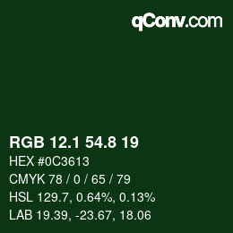 Color code: RGB 12.1 54.8 19 | qconv.com