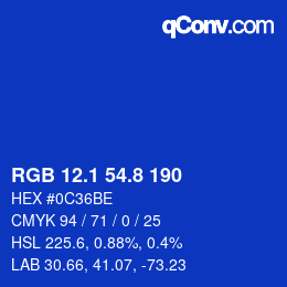 カラーコード: RGB 12.1 54.8 190 | qconv.com