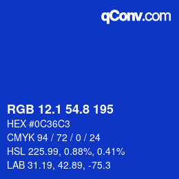 カラーコード: RGB 12.1 54.8 195 | qconv.com