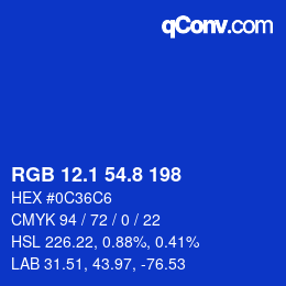 カラーコード: RGB 12.1 54.8 198 | qconv.com