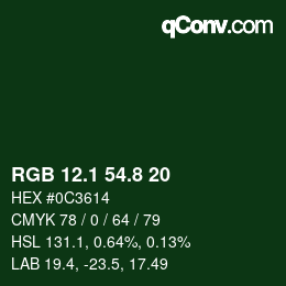 Farbcode: RGB 12.1 54.8 20 | qconv.com