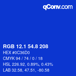 カラーコード: RGB 12.1 54.8 208 | qconv.com