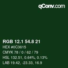カラーコード: RGB 12.1 54.8 21 | qconv.com