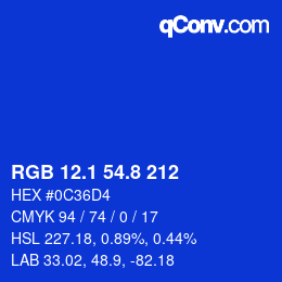 カラーコード: RGB 12.1 54.8 212 | qconv.com
