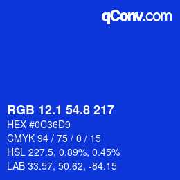 カラーコード: RGB 12.1 54.8 217 | qconv.com