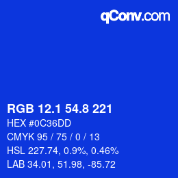 カラーコード: RGB 12.1 54.8 221 | qconv.com