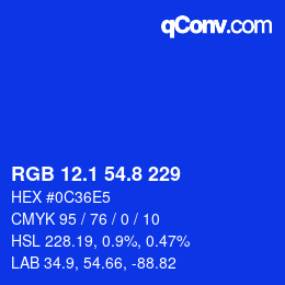 カラーコード: RGB 12.1 54.8 229 | qconv.com