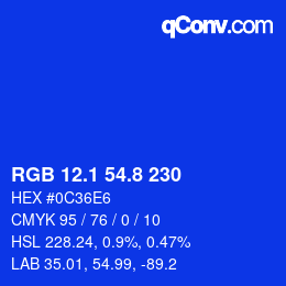 カラーコード: RGB 12.1 54.8 230 | qconv.com