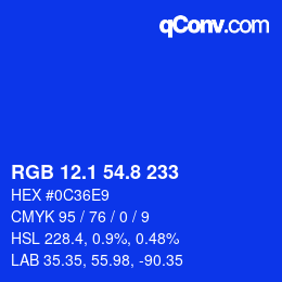カラーコード: RGB 12.1 54.8 233 | qconv.com