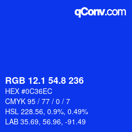 カラーコード: RGB 12.1 54.8 236 | qconv.com