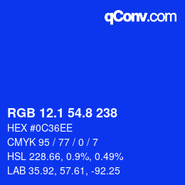 カラーコード: RGB 12.1 54.8 238 | qconv.com