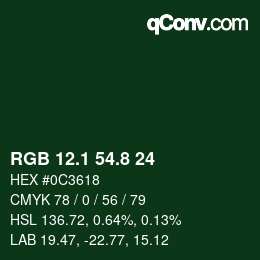 Color code: RGB 12.1 54.8 24 | qconv.com