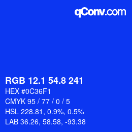 カラーコード: RGB 12.1 54.8 241 | qconv.com