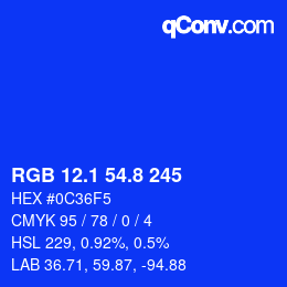 カラーコード: RGB 12.1 54.8 245 | qconv.com