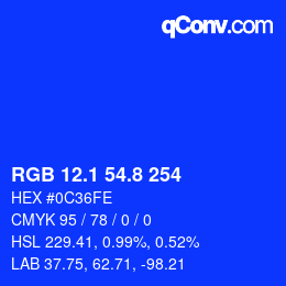 カラーコード: RGB 12.1 54.8 254 | qconv.com
