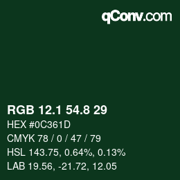 Color code: RGB 12.1 54.8 29 | qconv.com