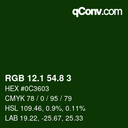 カラーコード: RGB 12.1 54.8 3 | qconv.com