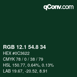 カラーコード: RGB 12.1 54.8 34 | qconv.com