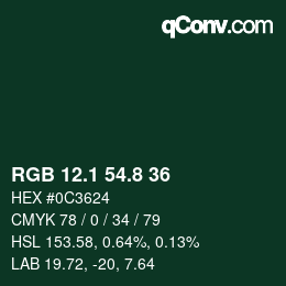 Color code: RGB 12.1 54.8 36 | qconv.com