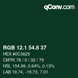 カラーコード: RGB 12.1 54.8 37 | qconv.com