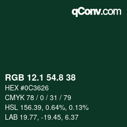 カラーコード: RGB 12.1 54.8 38 | qconv.com