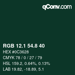 カラーコード: RGB 12.1 54.8 40 | qconv.com