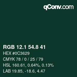 Color code: RGB 12.1 54.8 41 | qconv.com