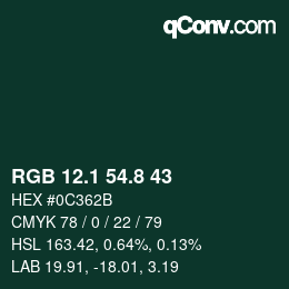 Color code: RGB 12.1 54.8 43 | qconv.com
